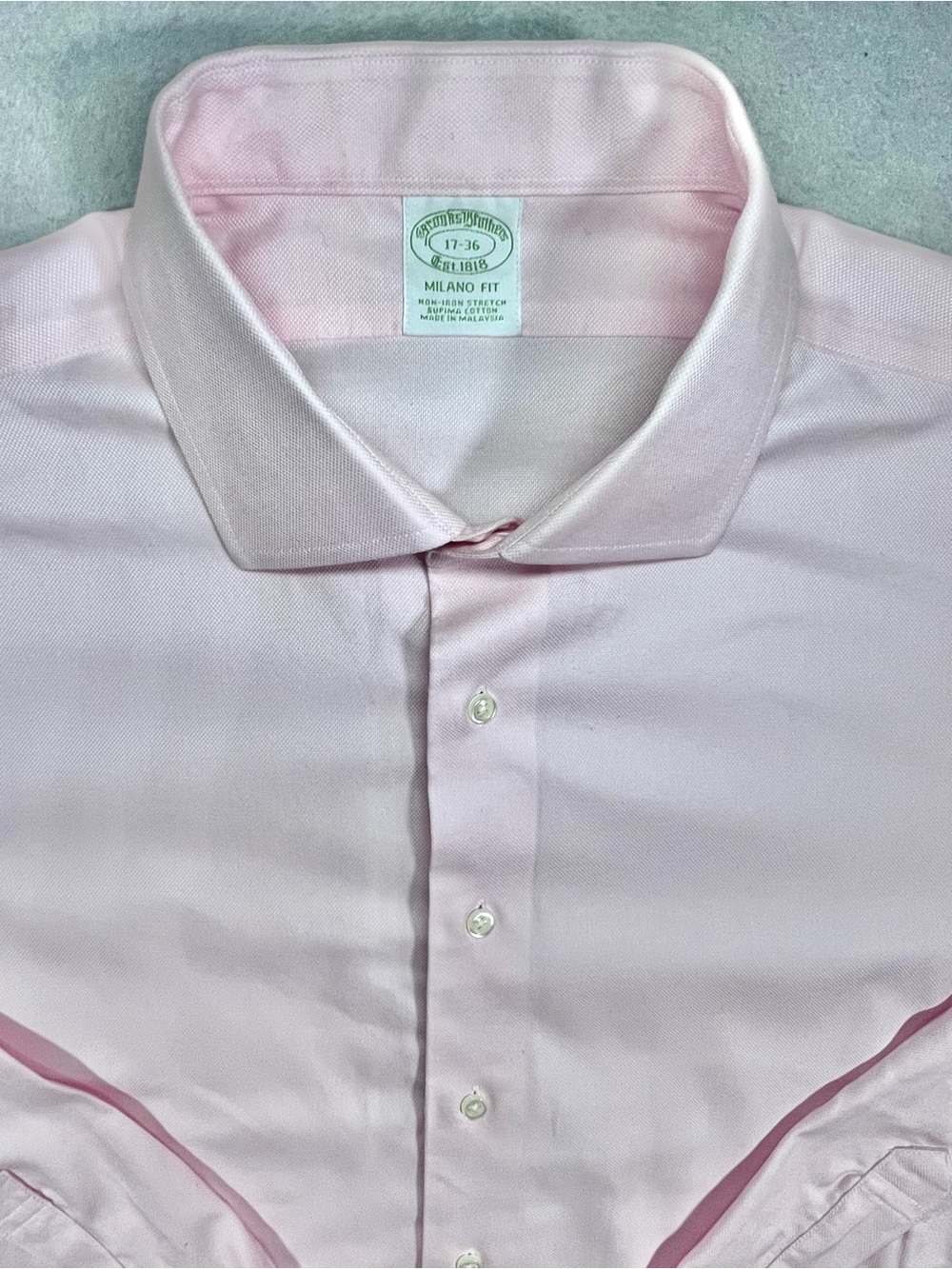 Brooks Brothers Milano Fit Non-Iron Stretch Pink Dress Shirt 17-36